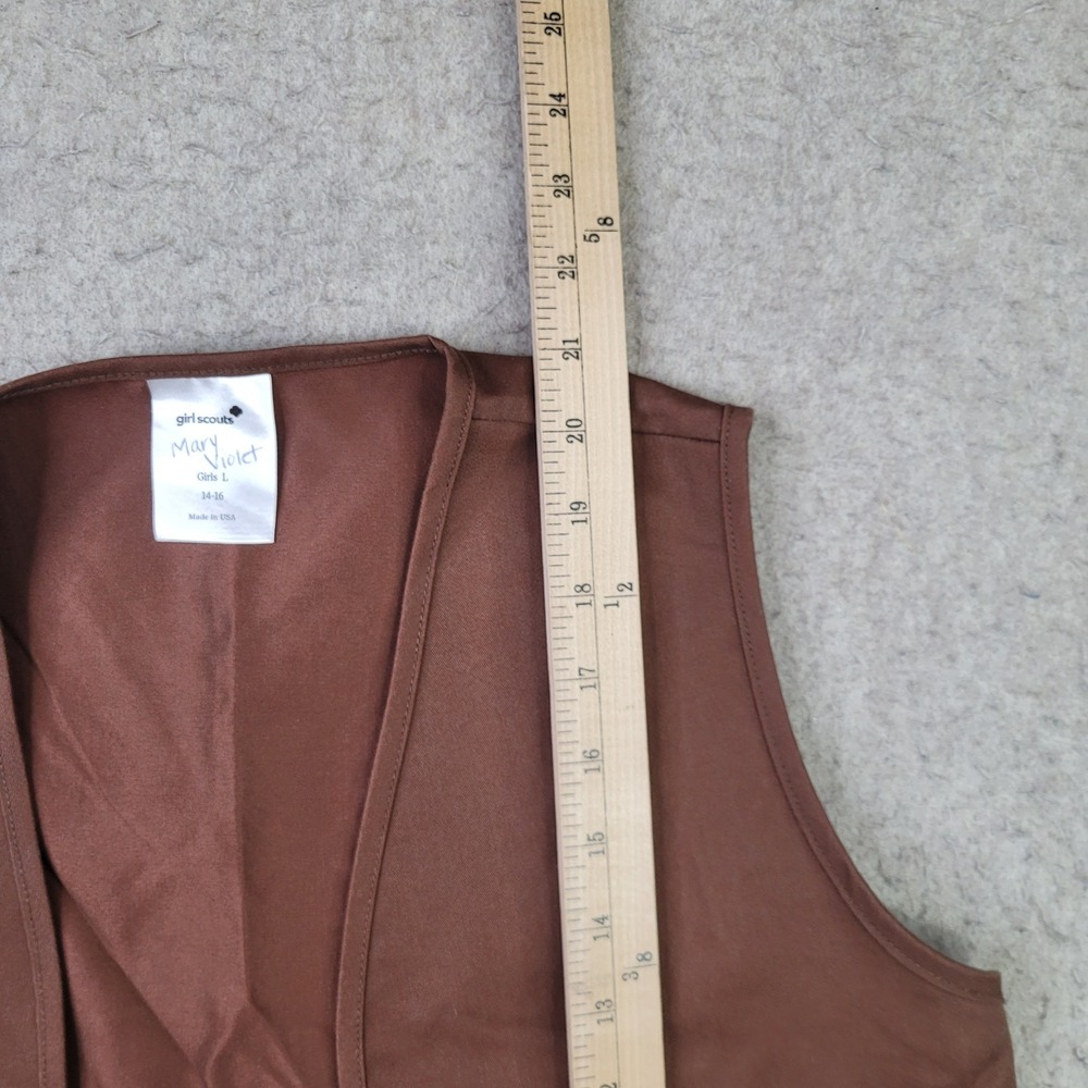 Vintage Girl Scout / Brownie Vest Sz L 1980's Patches USA Brown - Picture 8 of 9